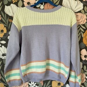 Vintage Levi’s Women's Lavender and Cream Sweater